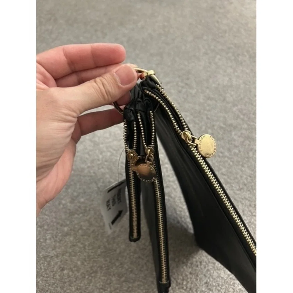 French Connection Luxe Travel Pouches Womens OS Black NEW 3-Pack Saffiano Set